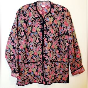 Vintage Reversible Lightweight Quilted Jacket Size Large 100% Cotton